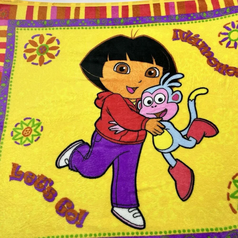 Dora the Explorer Nickelodeon Let’s Go Vamanos Fleece Blanket Boots Yellow